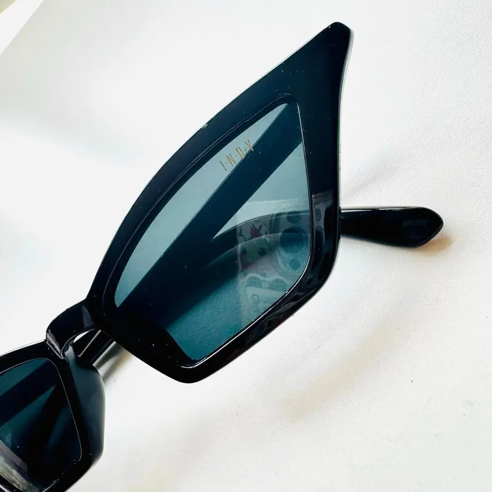 INDY FREE PEOPLE ANTHRO Black Cat Eye Plastic Rectangle $118 Sunnies Sunglasses
